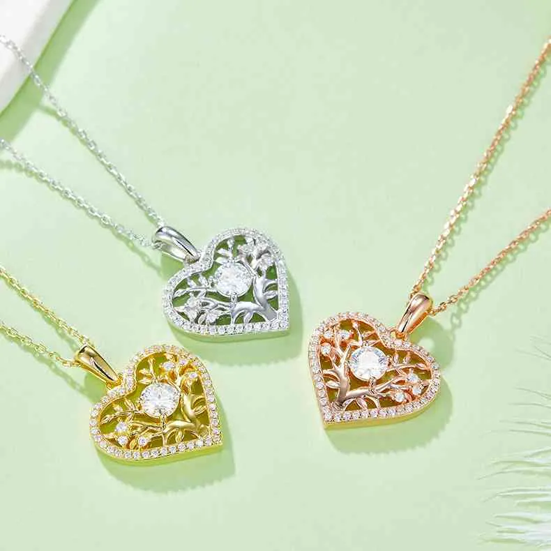 925 Sterling Silver Jewelry Moissanite 925 Sterling Silver Heart Shape Necklace