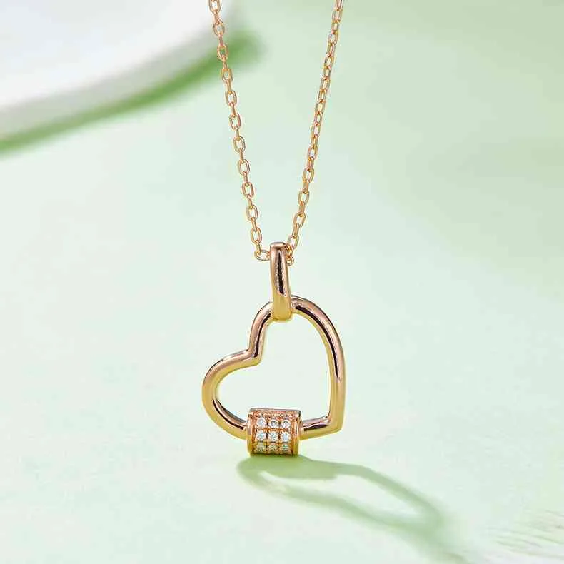 925 Sterling Silver Jewelry Moissanite 925 Sterling Silver Heart Shape Necklace