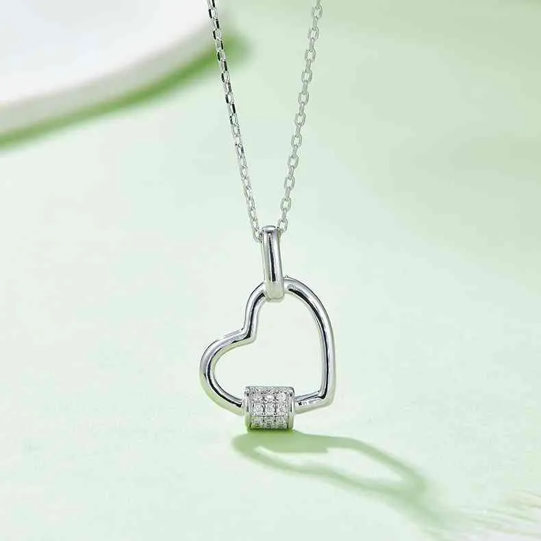 925 Sterling Silver Jewelry Moissanite 925 Sterling Silver Heart Shape Necklace