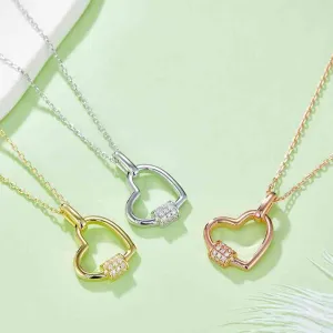 925 Sterling Silver Jewelry Moissanite 925 Sterling Silver Heart Shape Necklace