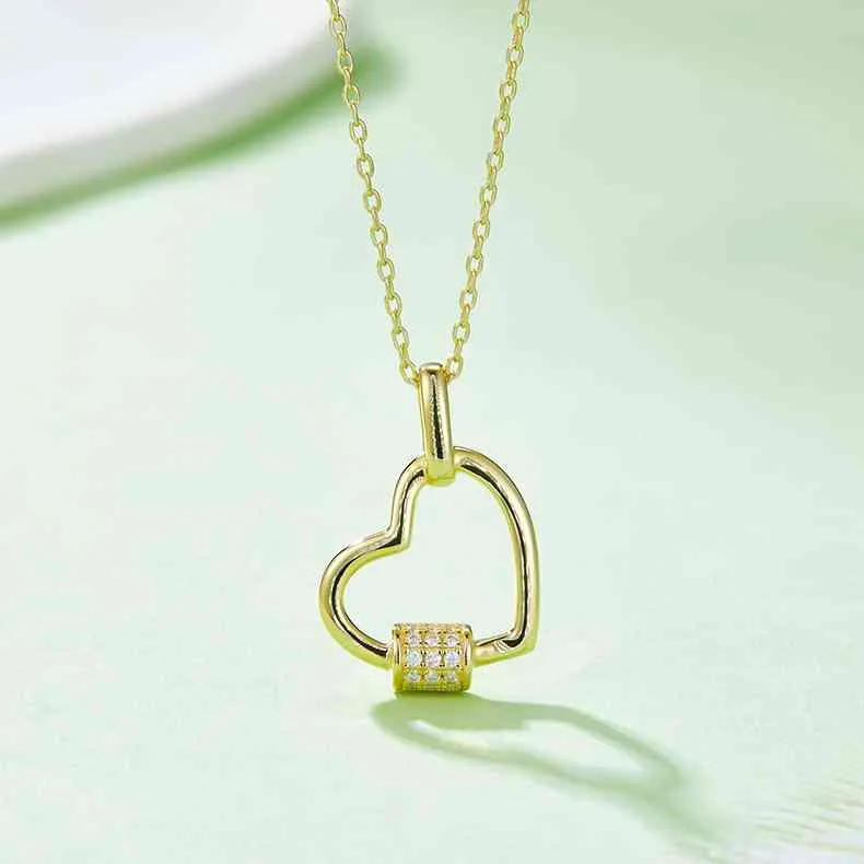 925 Sterling Silver Jewelry Moissanite 925 Sterling Silver Heart Shape Necklace