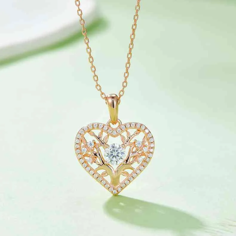 925 Sterling Silver Jewelry Moissanite 925 Sterling Silver Heart Shape Necklace