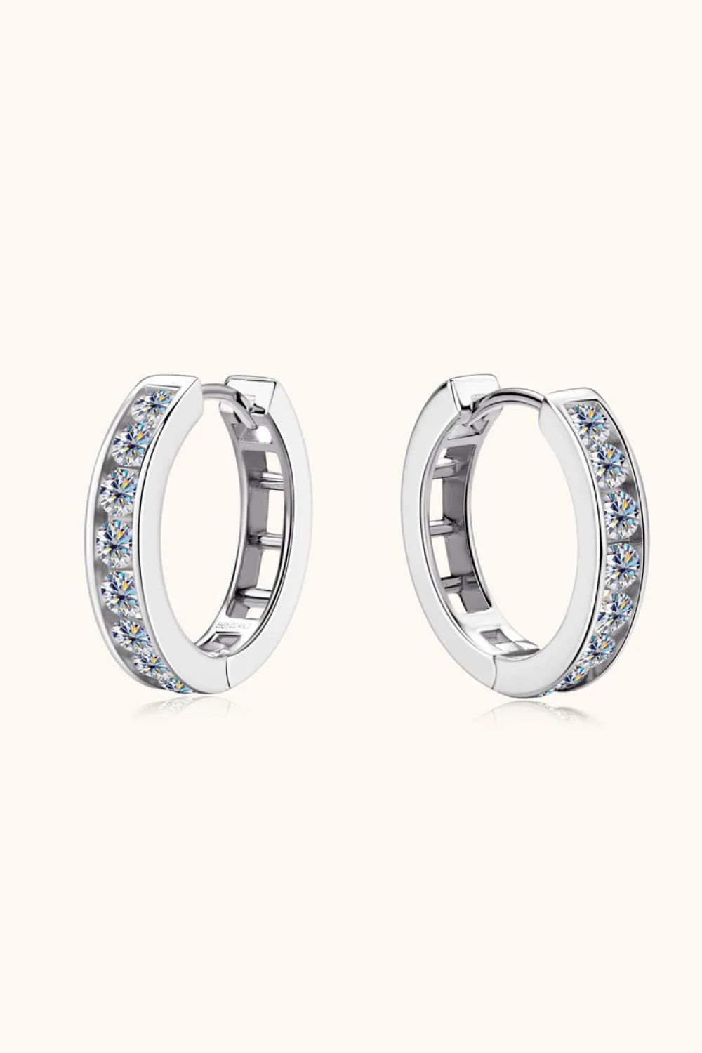 925 Sterling Silver Jewelry Moissanite 925 Sterling Silver Huggie Earrings
