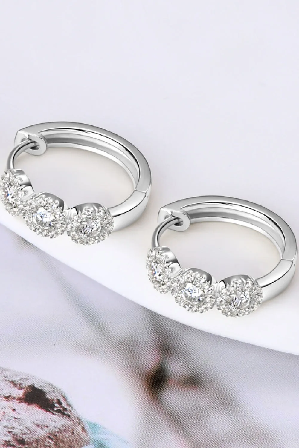 925 Sterling Silver Jewelry Moissanite 925 Sterling Silver Huggie Earrings