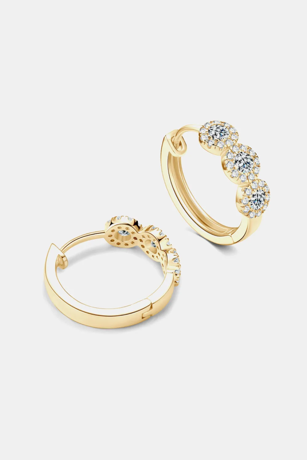 925 Sterling Silver Jewelry Moissanite 925 Sterling Silver Huggie Earrings