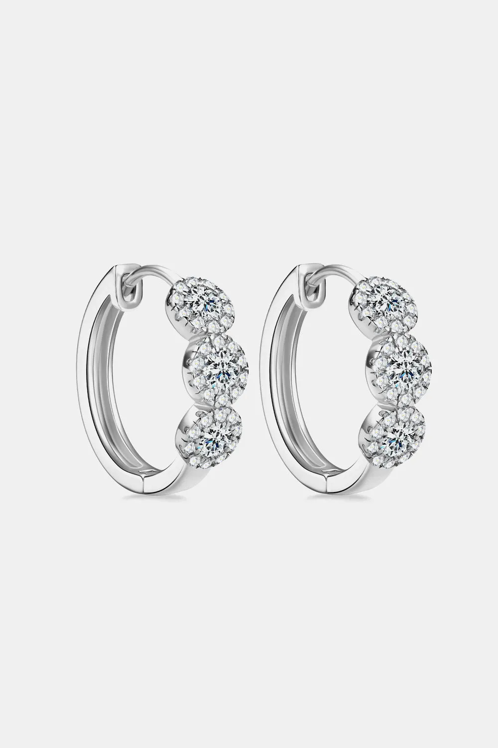 925 Sterling Silver Jewelry Moissanite 925 Sterling Silver Huggie Earrings