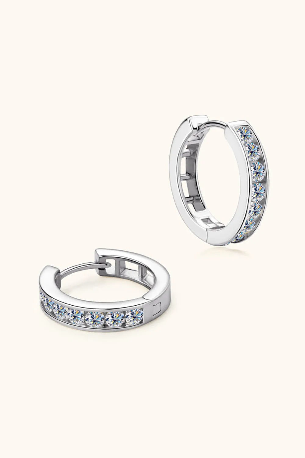 925 Sterling Silver Jewelry Moissanite 925 Sterling Silver Huggie Earrings