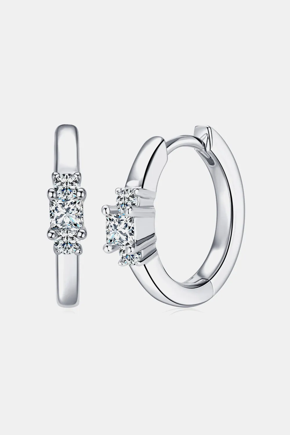 925 Sterling Silver Jewelry Moissanite 925 Sterling Silver Huggie Earrings