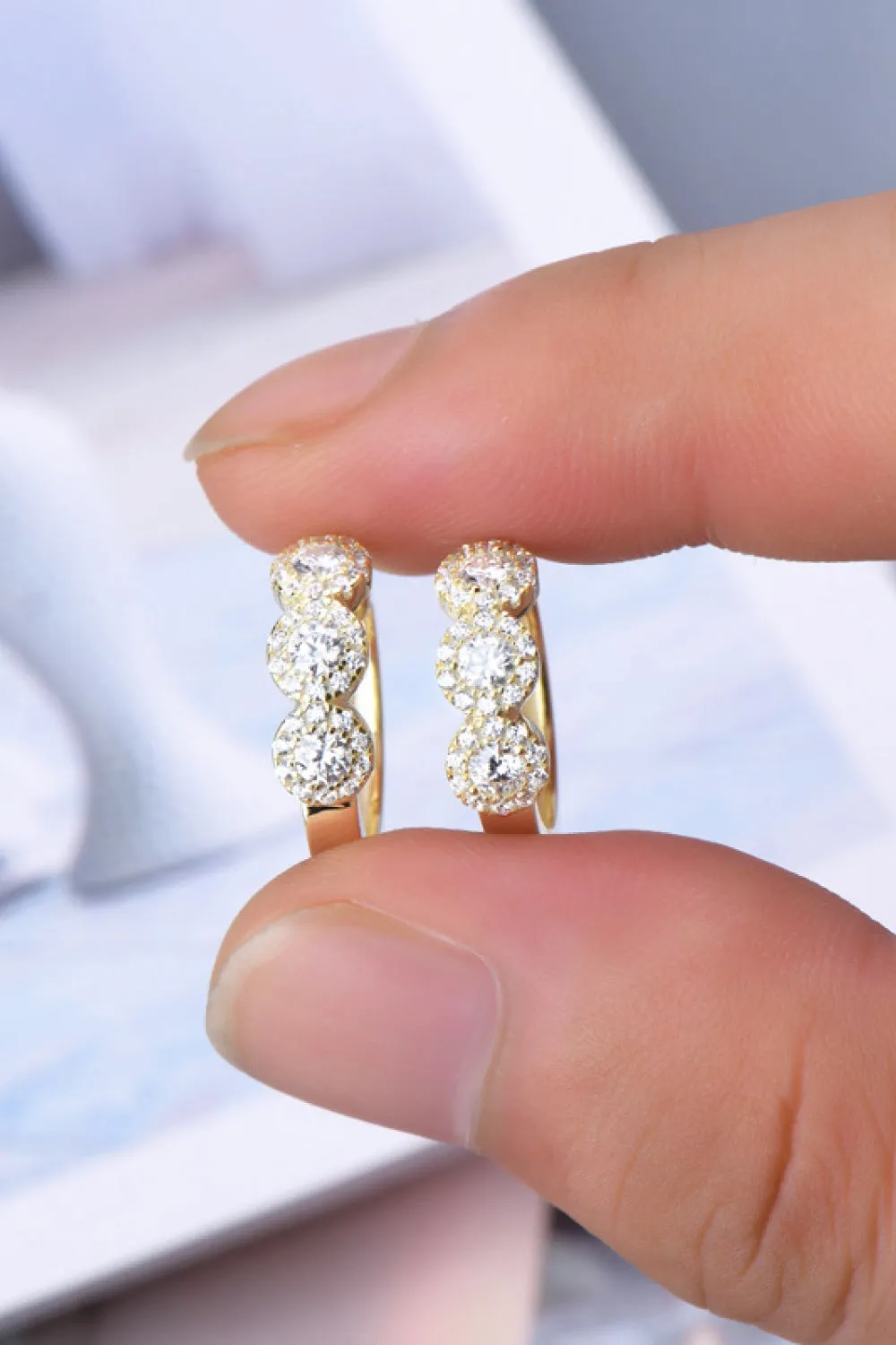 925 Sterling Silver Jewelry Moissanite 925 Sterling Silver Huggie Earrings