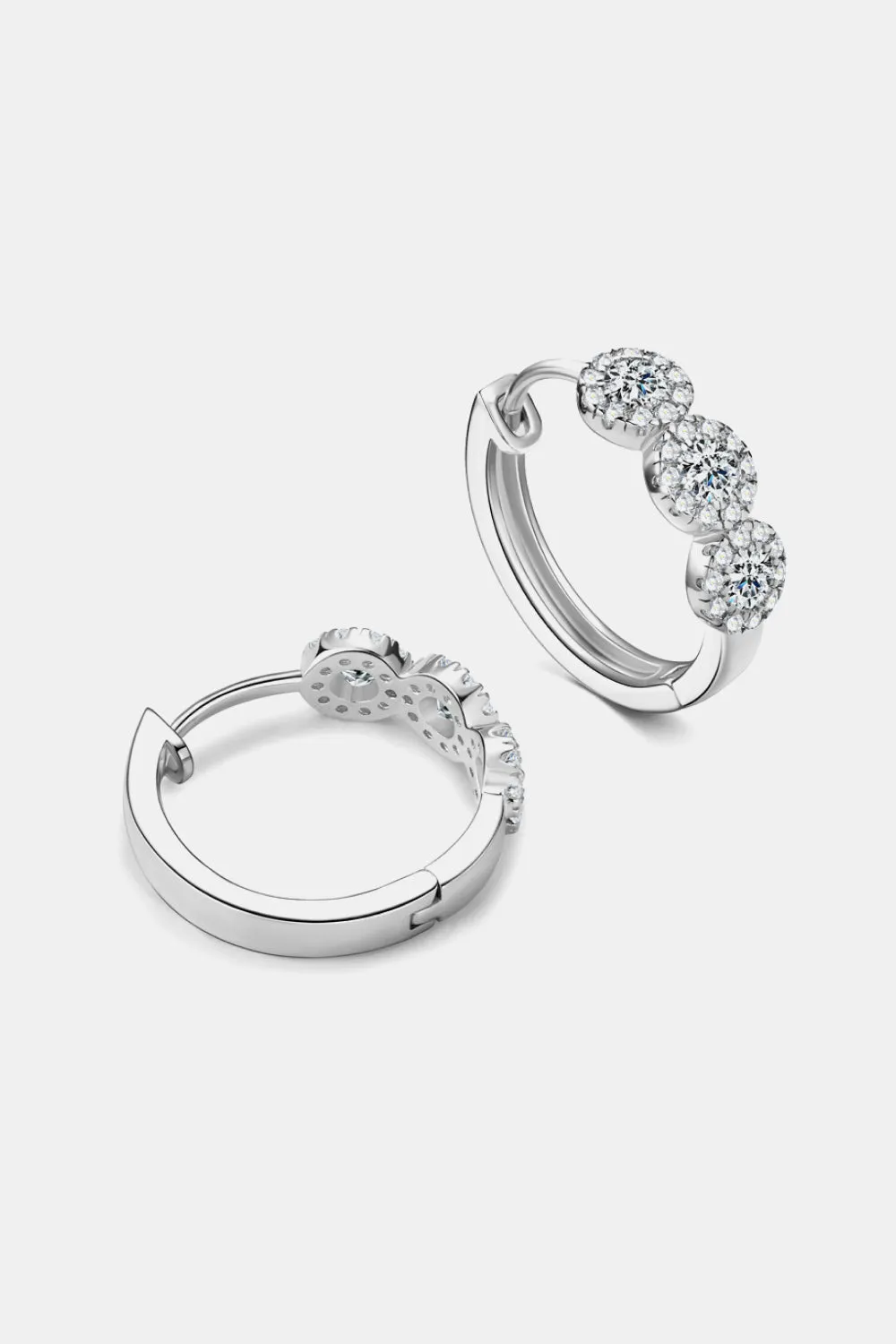 925 Sterling Silver Jewelry Moissanite 925 Sterling Silver Huggie Earrings