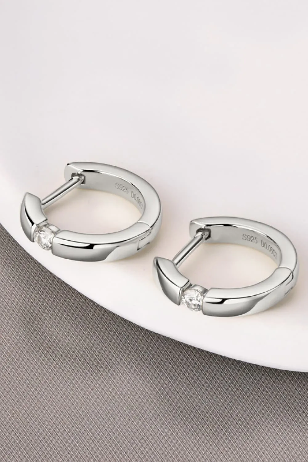 925 Sterling Silver Jewelry Moissanite 925 Sterling Silver Huggie Earrings