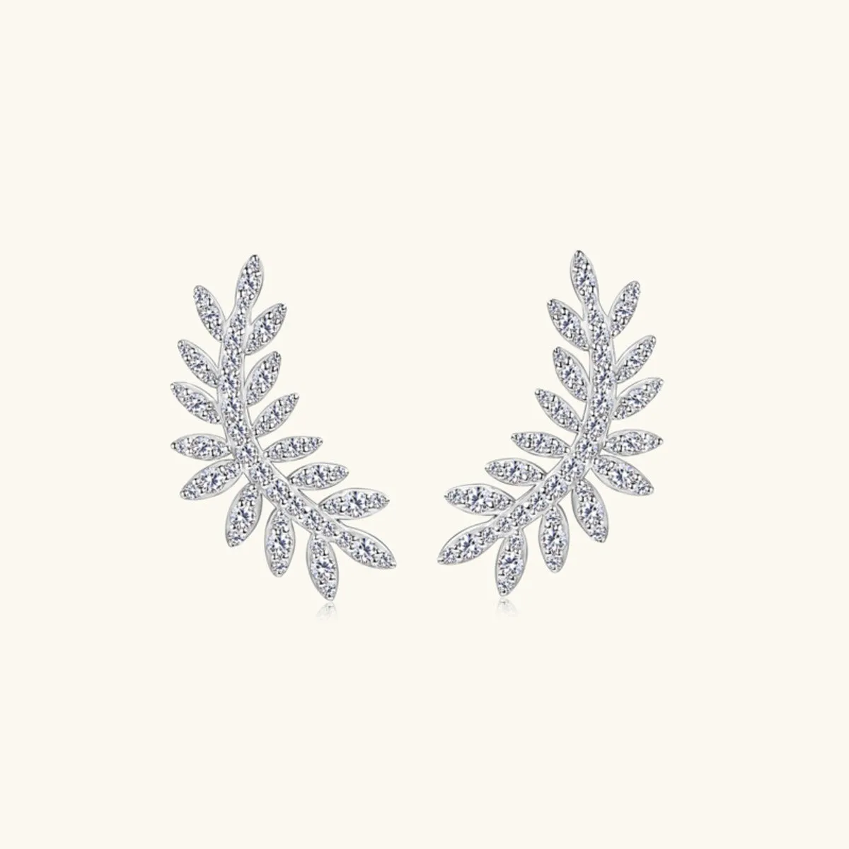 925 Sterling Silver Jewelry Moissanite 925 Sterling Silver Leaf Shape Stud Earrings