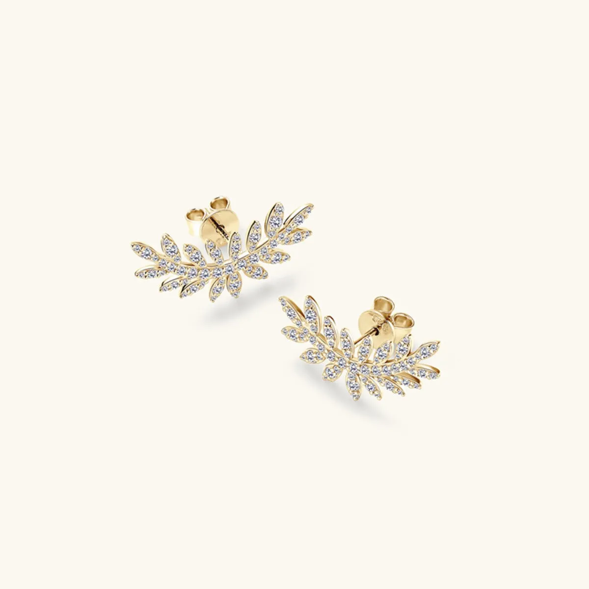 925 Sterling Silver Jewelry Moissanite 925 Sterling Silver Leaf Shape Stud Earrings