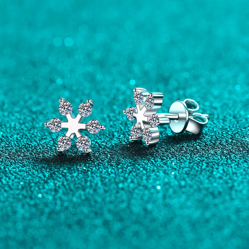 925 Sterling Silver Jewelry Moissanite 925 Sterling Silver Snowflake Shape Earrings