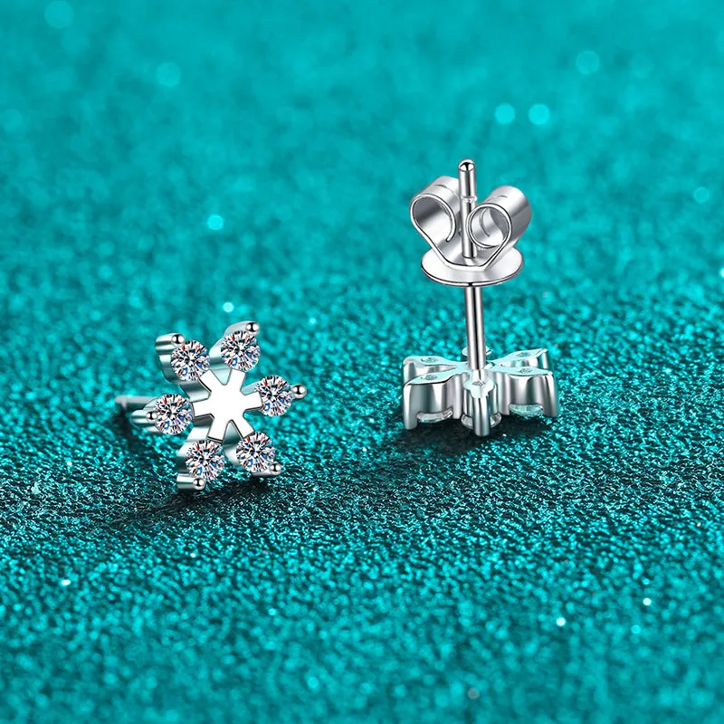 925 Sterling Silver Jewelry Moissanite 925 Sterling Silver Snowflake Shape Earrings