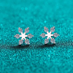 925 Sterling Silver Jewelry Moissanite 925 Sterling Silver Snowflake Shape Earrings