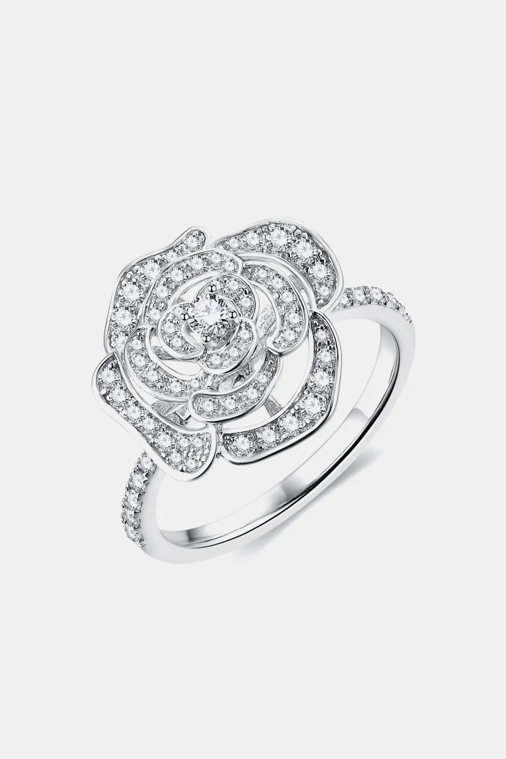 925 Sterling Silver Jewelry Moissanite Flower Shape Ring