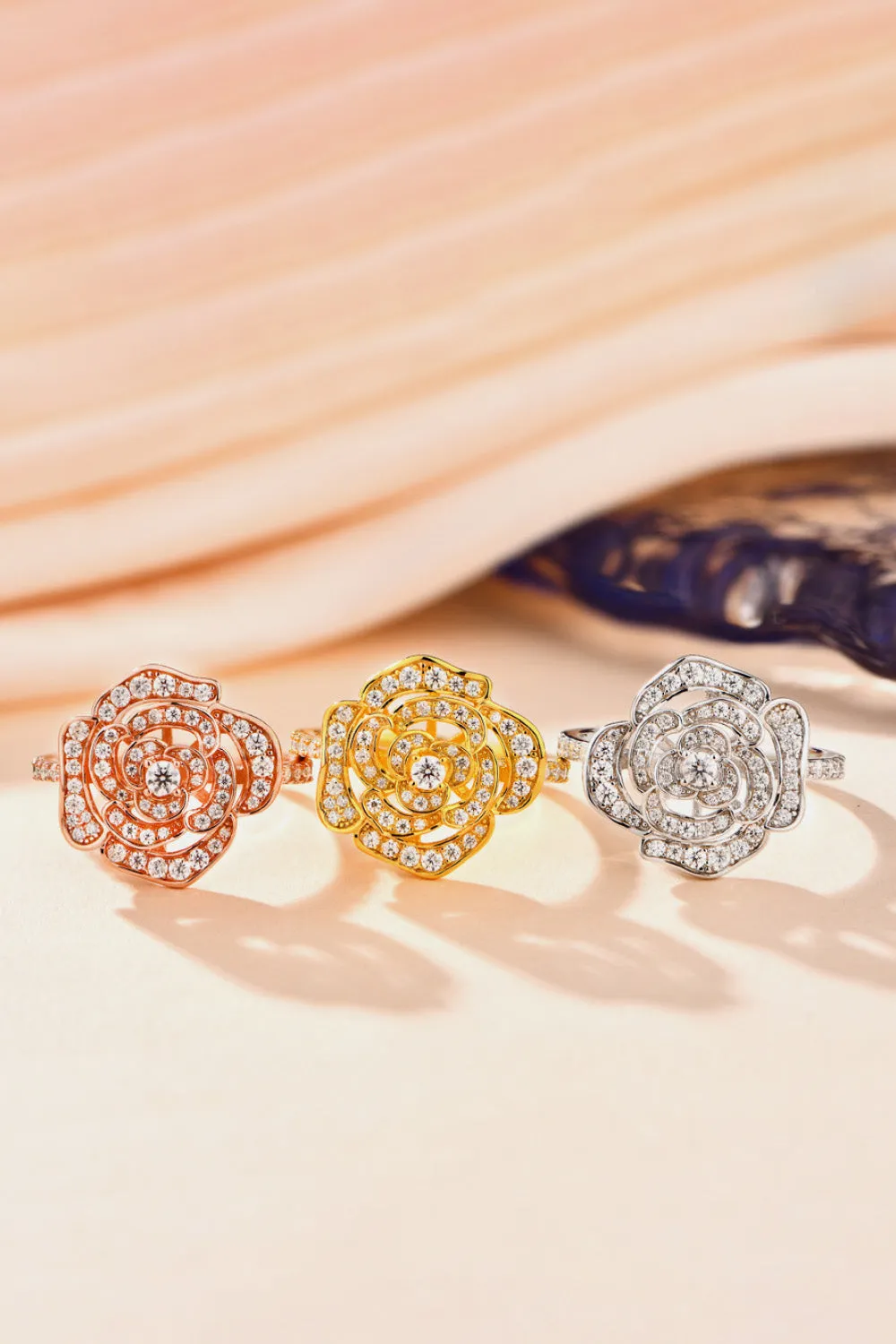 925 Sterling Silver Jewelry Moissanite Flower Shape Ring