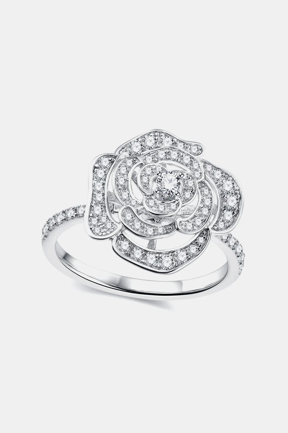 925 Sterling Silver Jewelry Moissanite Flower Shape Ring