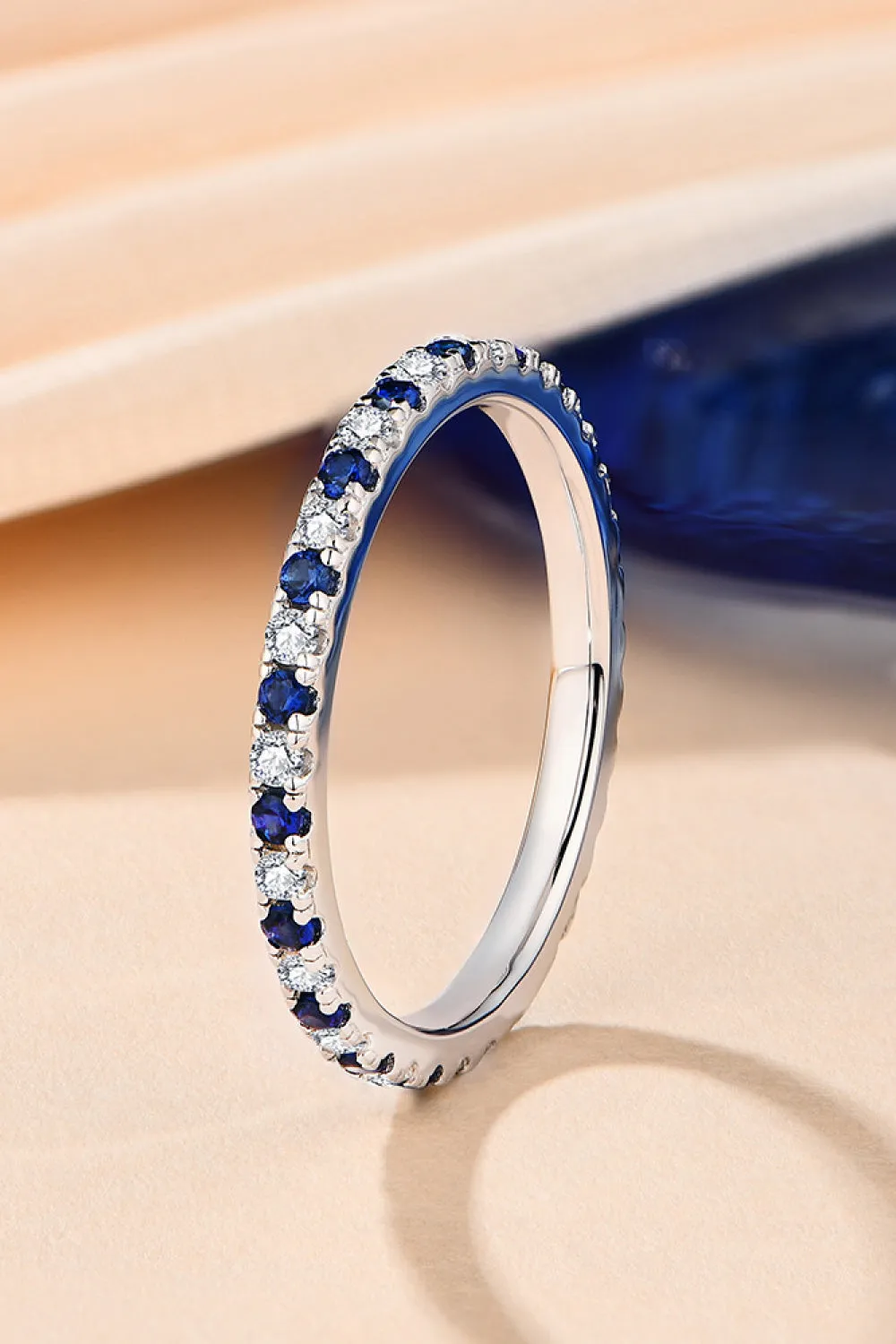 925 Sterling Silver Jewelry Moissanite Lab-Grown Sapphire Rings