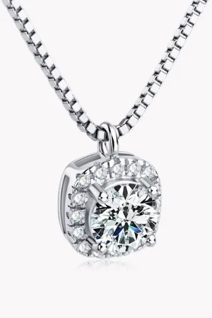 925 Sterling Silver Jewelry Moissanite Pendant Platinum-Plated Necklace