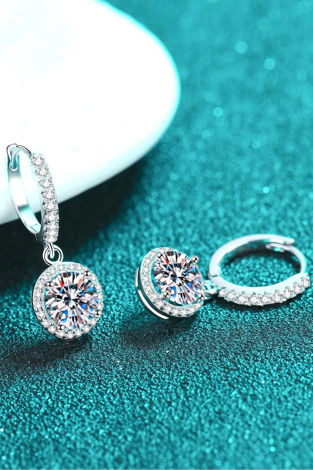 925 Sterling Silver Jewelry Moissanite Round-Shaped Drop Earrings
