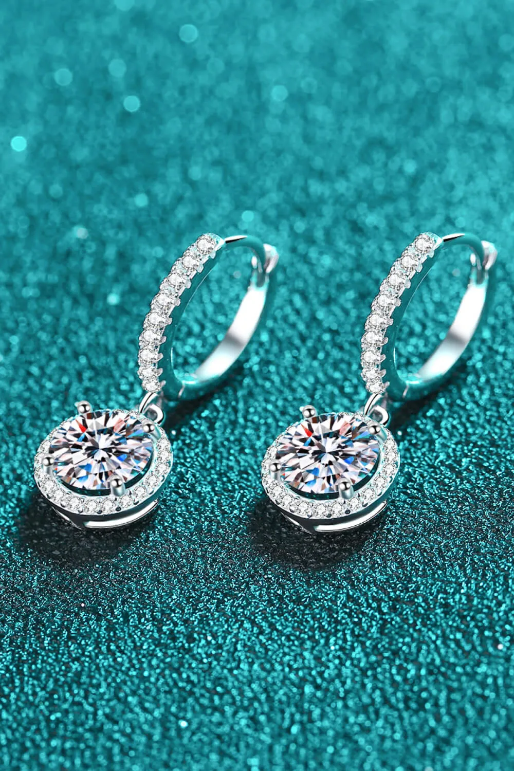 925 Sterling Silver Jewelry Moissanite Round-Shaped Drop Earrings