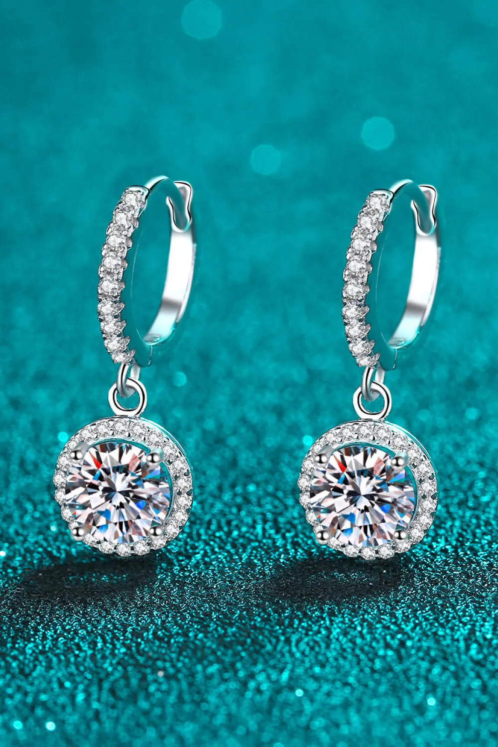 925 Sterling Silver Jewelry Moissanite Round-Shaped Drop Earrings