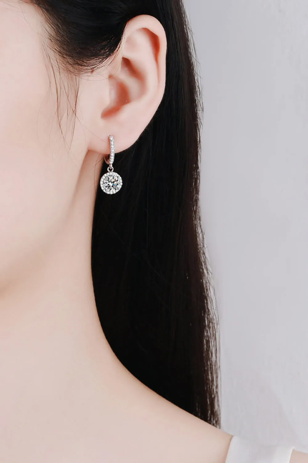 925 Sterling Silver Jewelry Moissanite Round-Shaped Drop Earrings