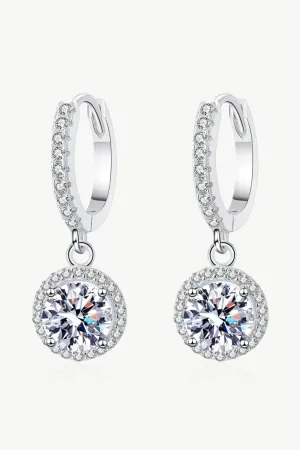 925 Sterling Silver Jewelry Moissanite Round-Shaped Drop Earrings