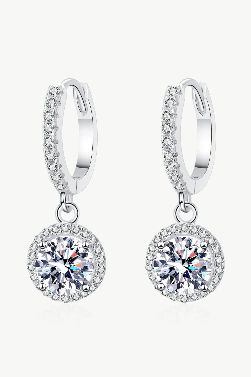 925 Sterling Silver Jewelry Moissanite Round-Shaped Drop Earrings