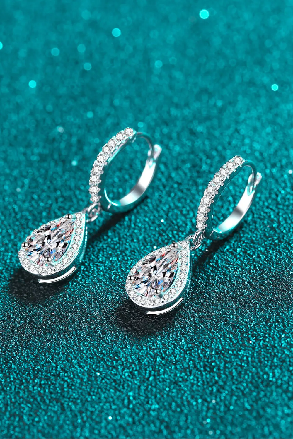 925 Sterling Silver Jewelry Moissanite Teardrop Earrings