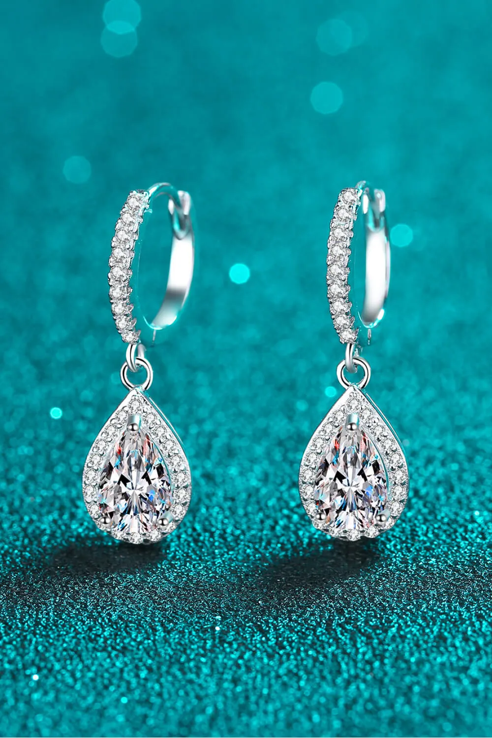 925 Sterling Silver Jewelry Moissanite Teardrop Earrings