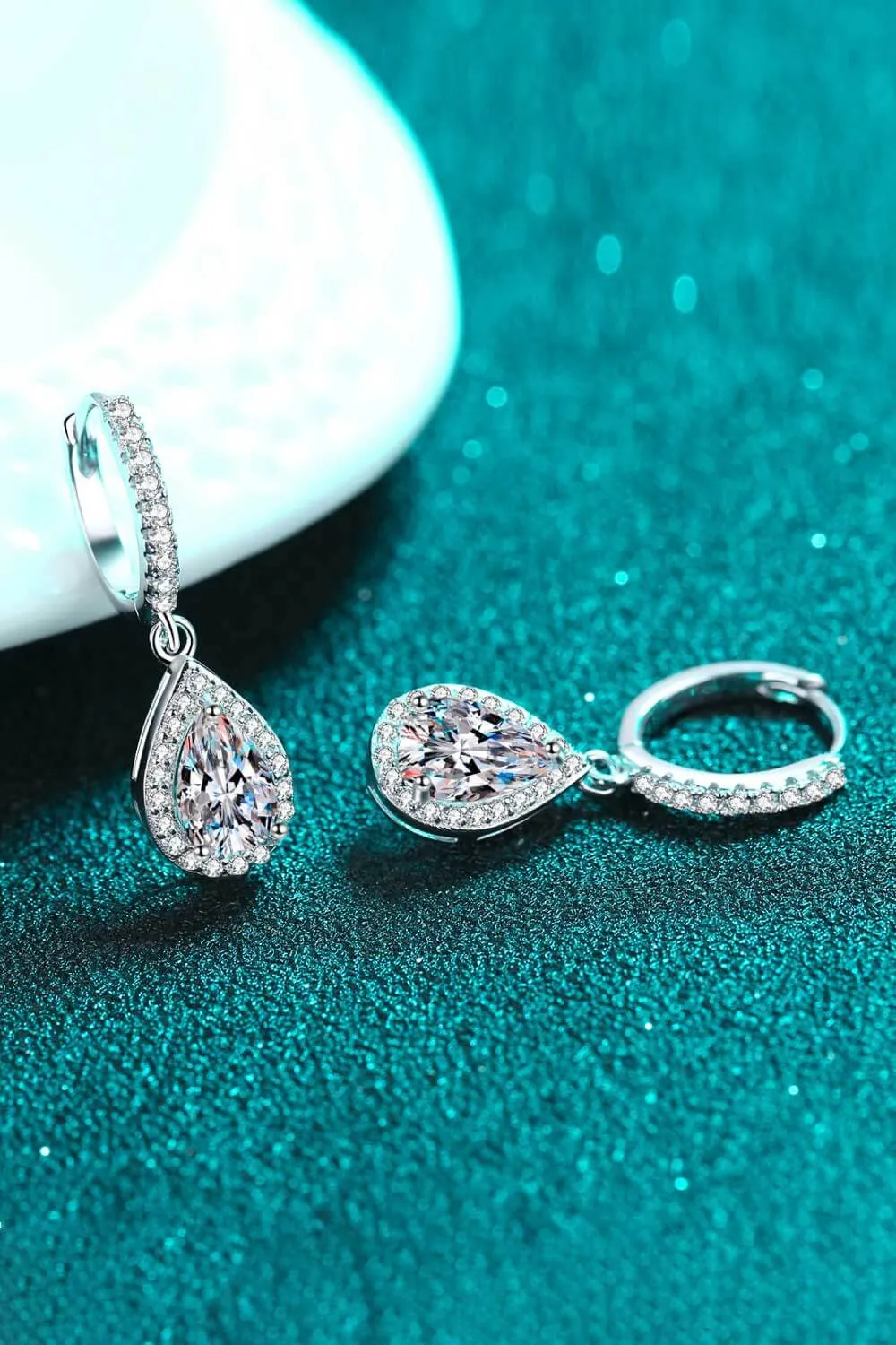 925 Sterling Silver Jewelry Moissanite Teardrop Earrings