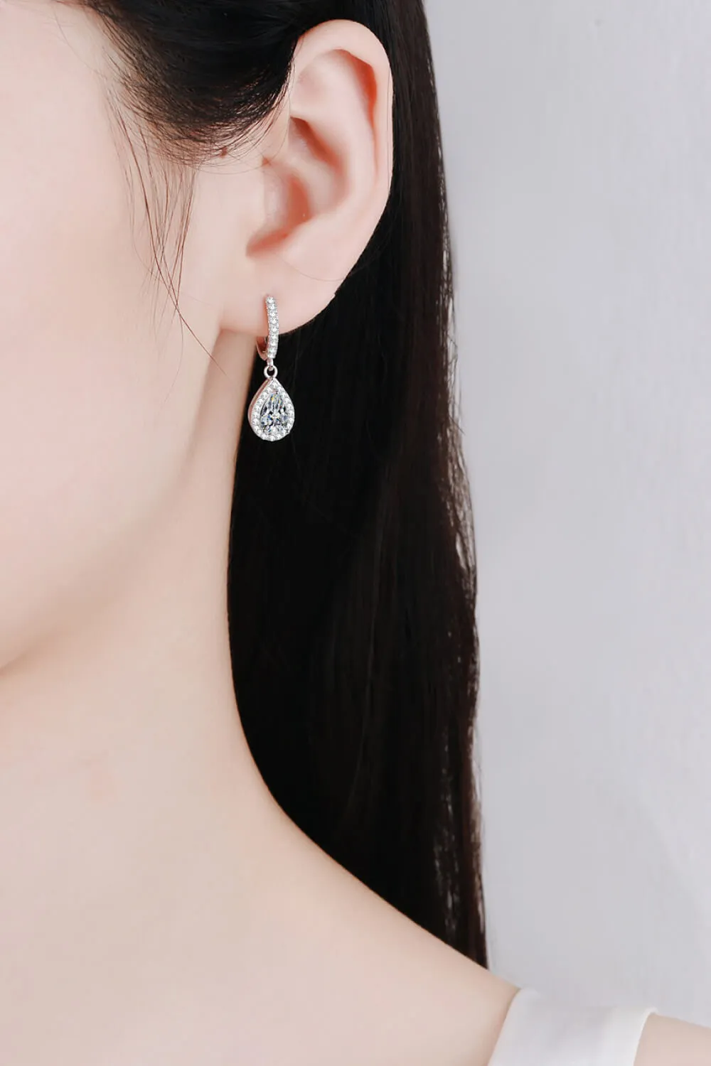 925 Sterling Silver Jewelry Moissanite Teardrop Earrings