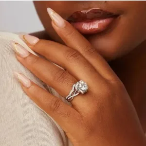 925 Sterling Silver Jewelry Moonstone Moissanite Bride Set in 925 Sterling Silver