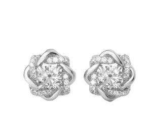 925 Sterling Silver Jewelry Moonstone Moissanite Stud Earrings in 925 Sterling Silver