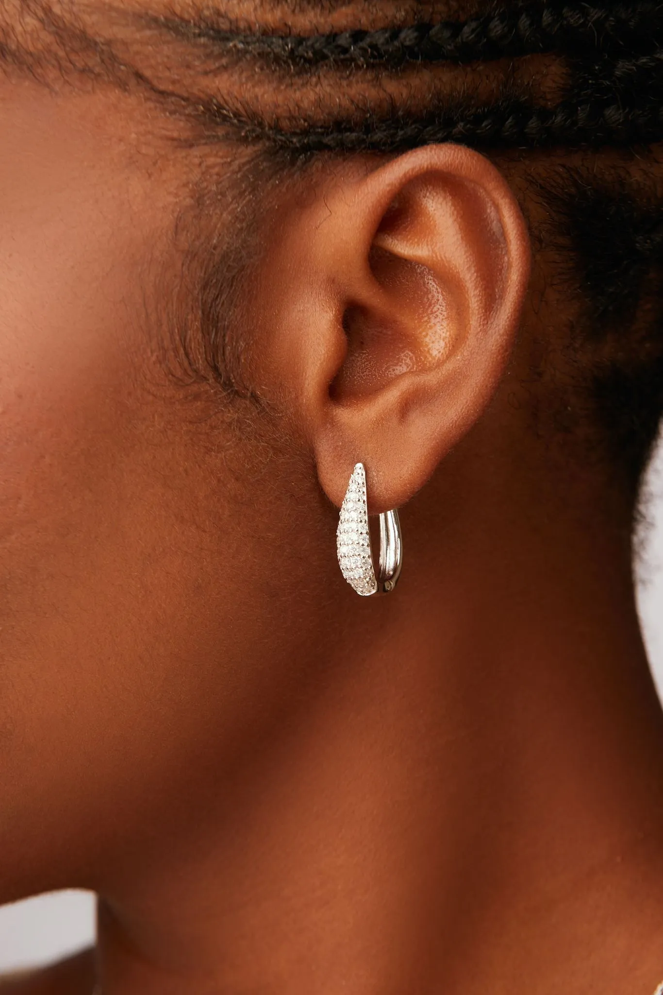 925 Sterling Silver Jewelry Mulan Moissanite Hoop Earrings in 925 Sterling Silver