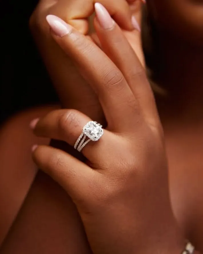 925 Sterling Silver Jewelry Nadia Radiant Cut CZ Bride Set in 925 Sterling Silver