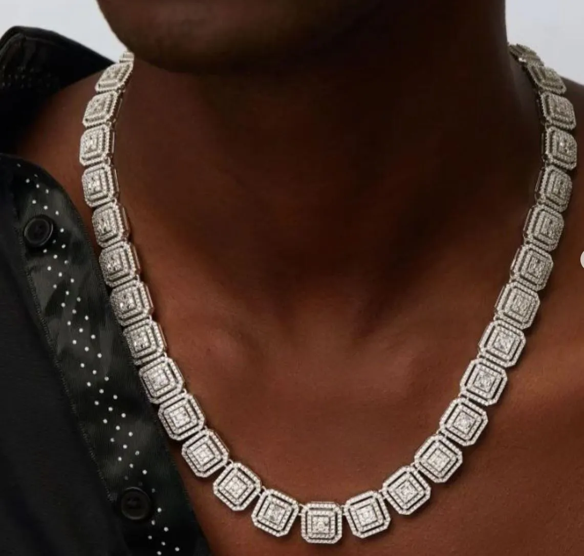 925 Sterling Silver Jewelry Ola Iced Out Moissanite Necklace in 925 Sterling Silver