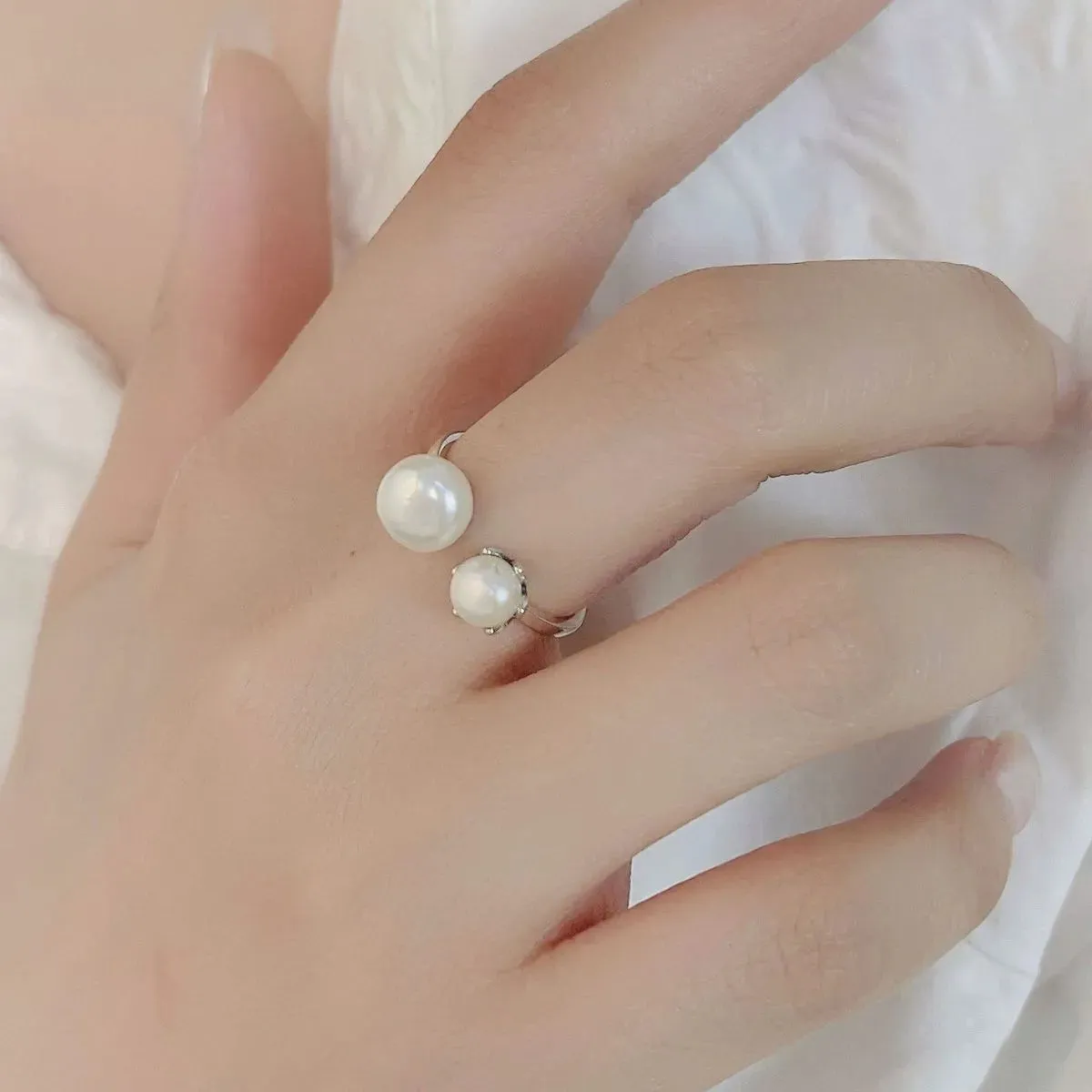 925 Sterling Silver Jewelry Pearl 925 Sterling Silver Open Ring