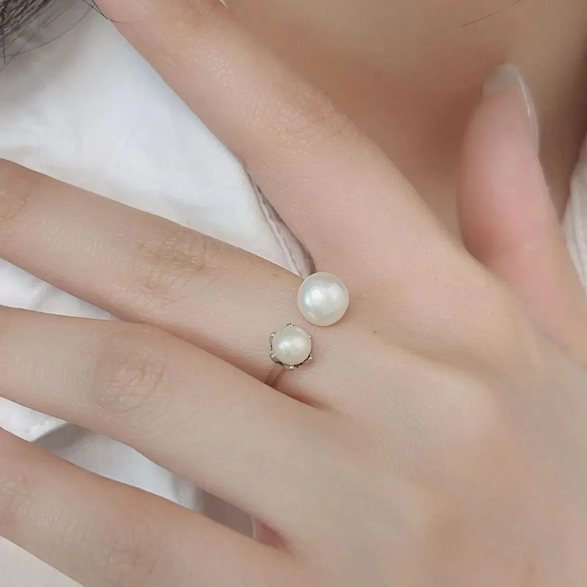 925 Sterling Silver Jewelry Pearl 925 Sterling Silver Open Ring
