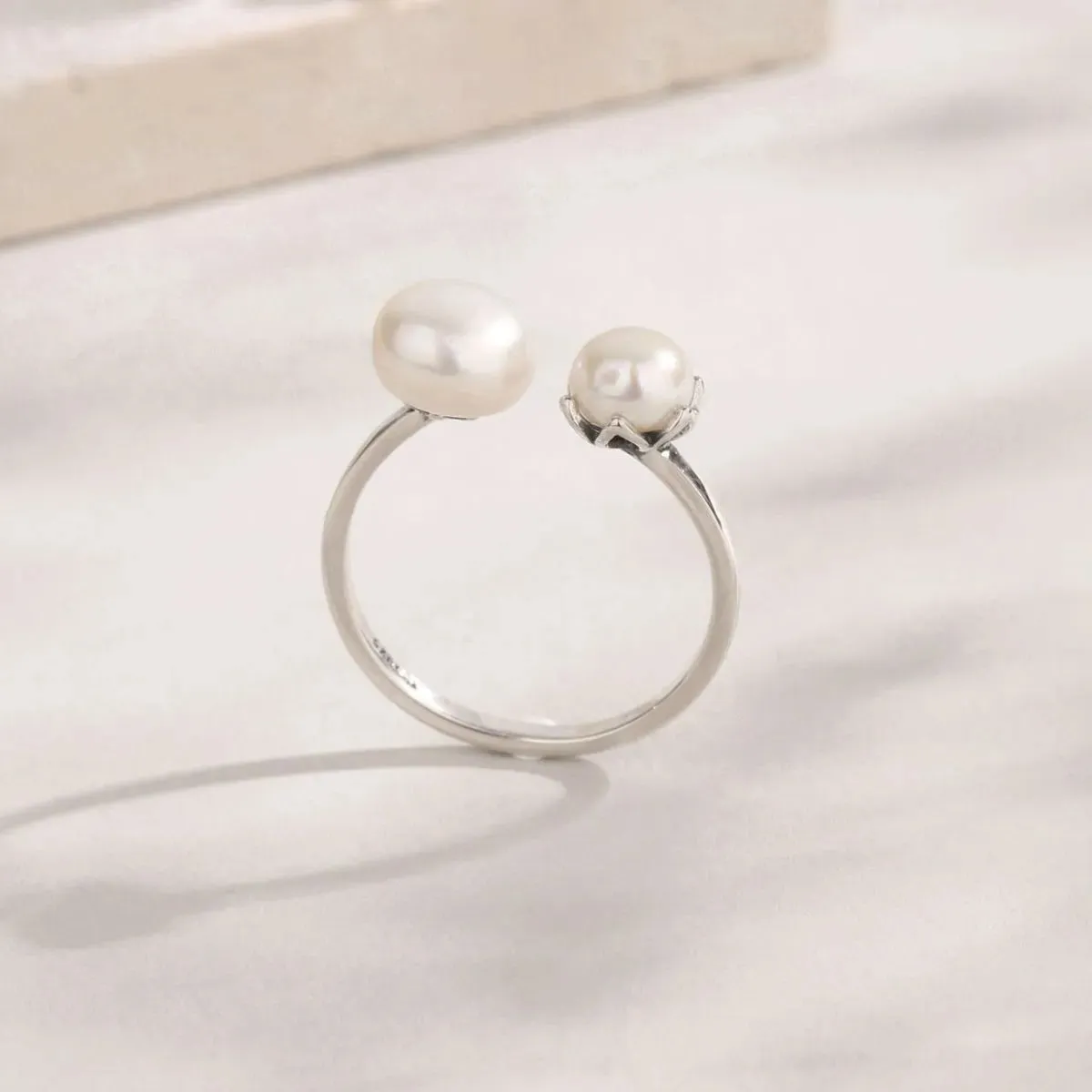 925 Sterling Silver Jewelry Pearl 925 Sterling Silver Open Ring