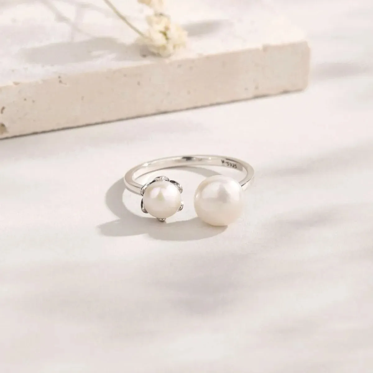 925 Sterling Silver Jewelry Pearl 925 Sterling Silver Open Ring