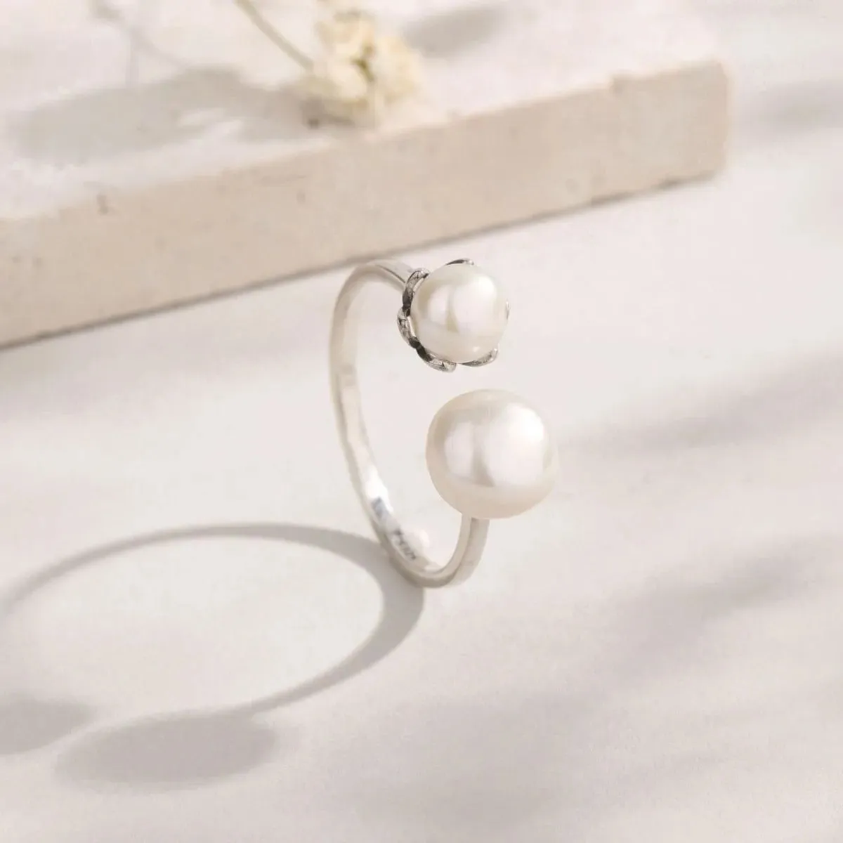 925 Sterling Silver Jewelry Pearl 925 Sterling Silver Open Ring