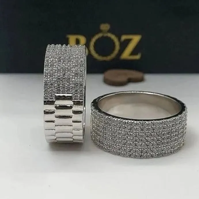 925 Sterling Silver Jewelry Presidential CZ Band in 925 Sterling Silver