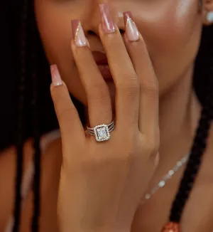 925 Sterling Silver Jewelry Royal Lovely Emerald Cut Moissanite Engagement Ring in 925 Sterling Silver