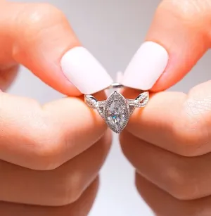 925 Sterling Silver Jewelry Sade Marquise Cut CZ Engagement Ring in 925 Sterling Silver