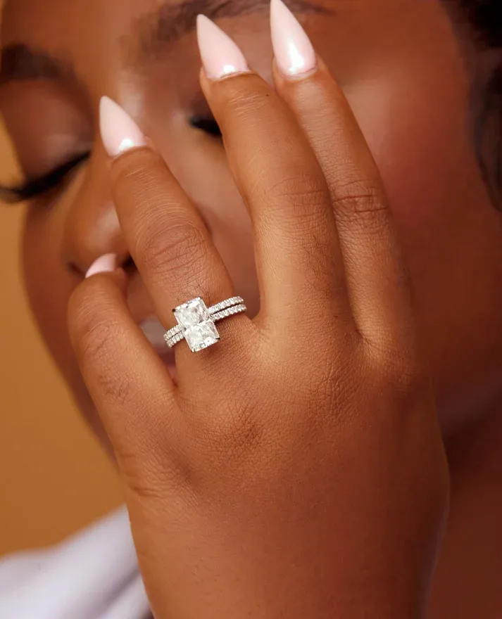 925 Sterling Silver Jewelry Simi Radiant Cut CZ Bride Set in 925 Sterling Silver