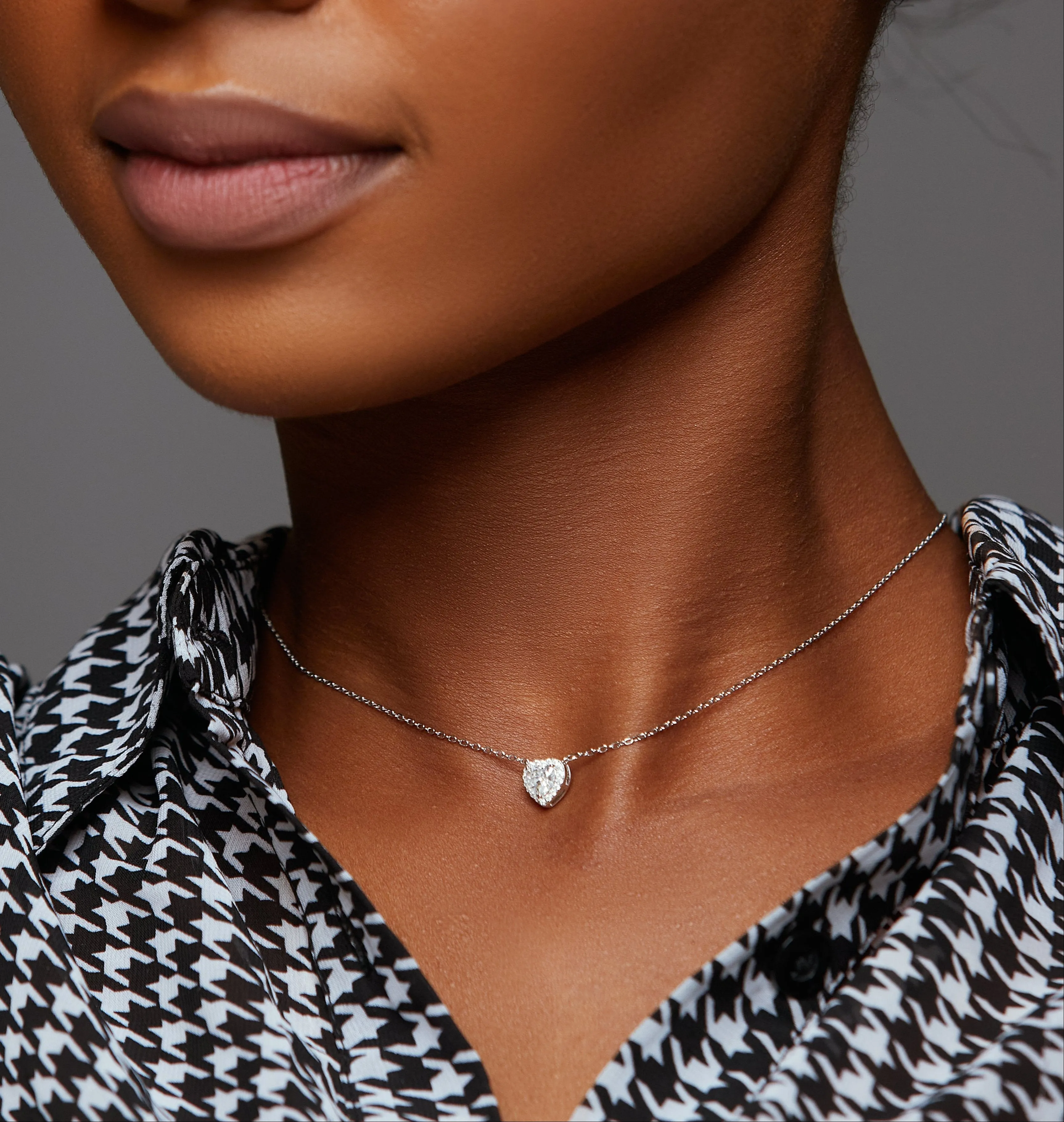 925 Sterling Silver Jewelry Solitaire Heart Cut Moissanite Necklace in 925 Sterling Silver